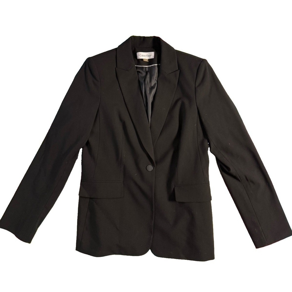 Calvin Klein Women Single Button Office Business Wear Blazer Suit Jacket Size 8